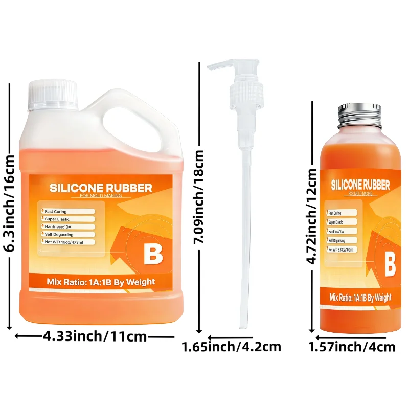 Fast Liquid Silicone Rubber (10A),  1A:1B  Ratio, for DIY Molding Resin Casting & Making Molds,  for Beginners & System