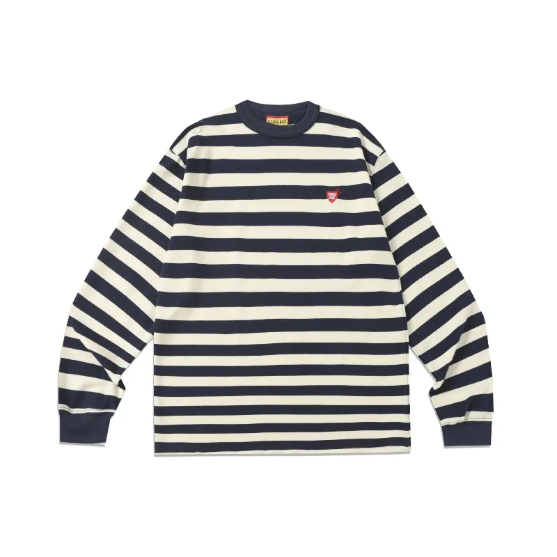 Human Made Striped Long Sleeve Tee Heavyweight Casual Pullover for Women Fall