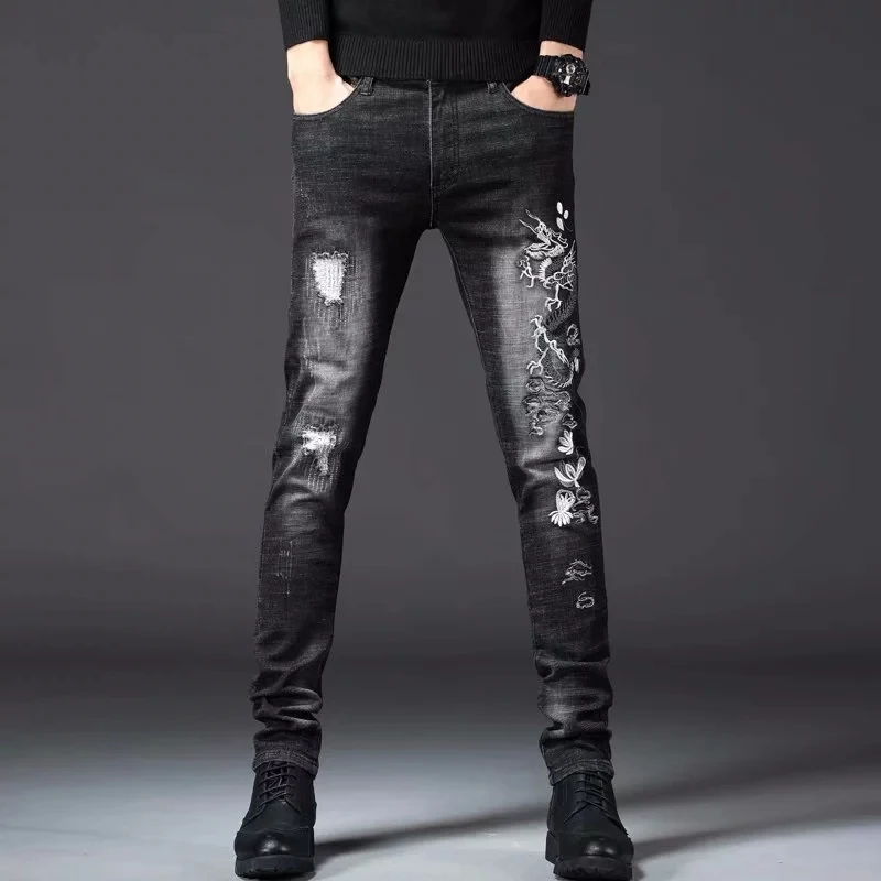 916 silver dragon embroidery black
