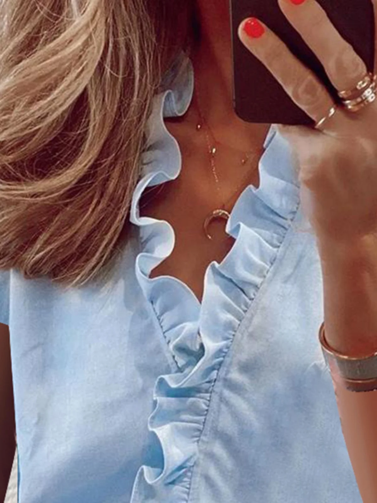 

Женская летняя облегающая блузка Faion с рюшами ort Sve irt в стиле пэчворк Street Sle V-Ne