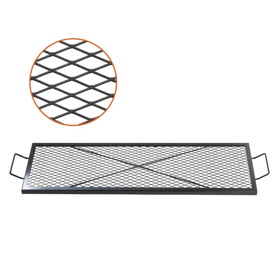 

XMarks Fire Pit Grill Grate Rectangle Cooking Grate Heavy Duty Steel Campfire BBQ Grill Grid with Handle Support X Wire Portab