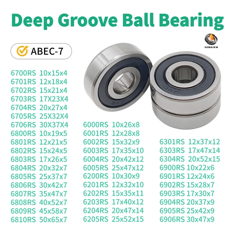 6000 6001 6200 6800 Series Deep Groove Ball Bearings GCR15 Steel ABEC-7 2RS Sealed Bicycle Hub Skateboard Motor Pulley Parts