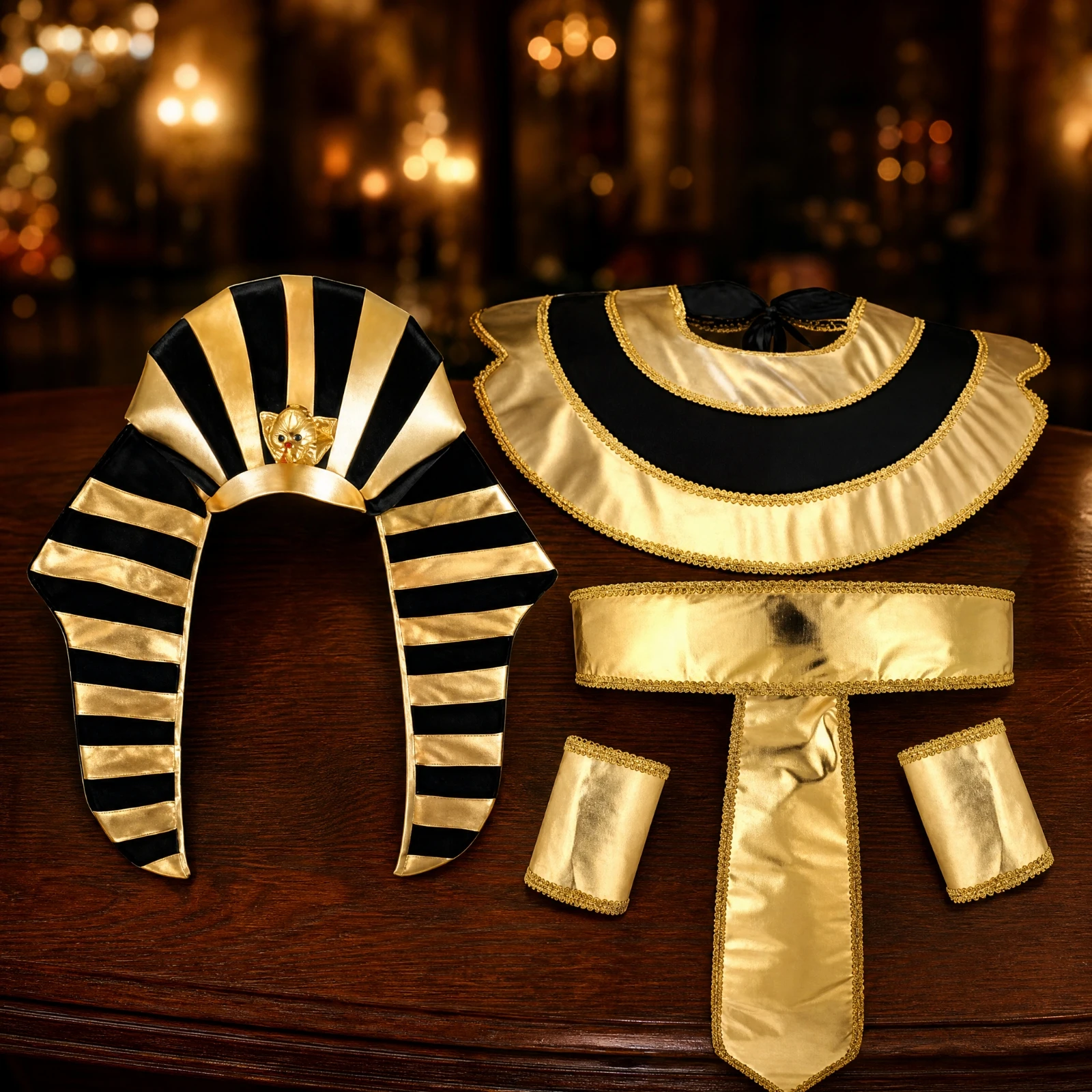 Dress-up Outfit Ornate Pharaoh-Inspired Cosplay Costume Accessory Kit for Cosplayers, Stage Performances
