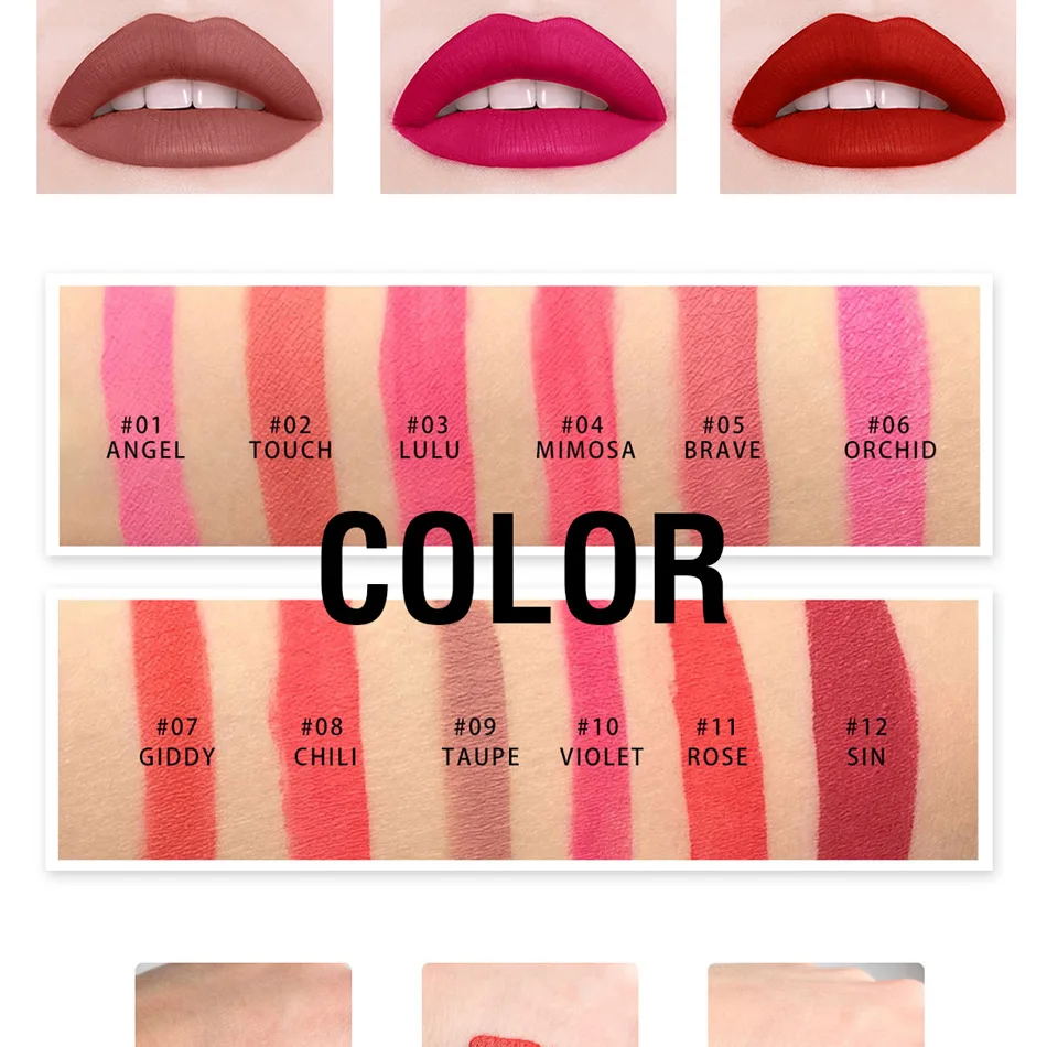 Zestaw 3 błyszczyków do ust, szminki w płynie, matowe, aksamitne, makijaż dla kobiet, długotrwałe, wodoodporne, nieprzywierające do kubka, nieblaknące.
