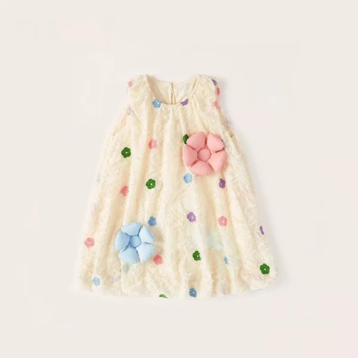 

2025 New Summer Women's Dress with 3D Flowers Cute and Fashionable Princess Sleeveless Bodysuit Dress