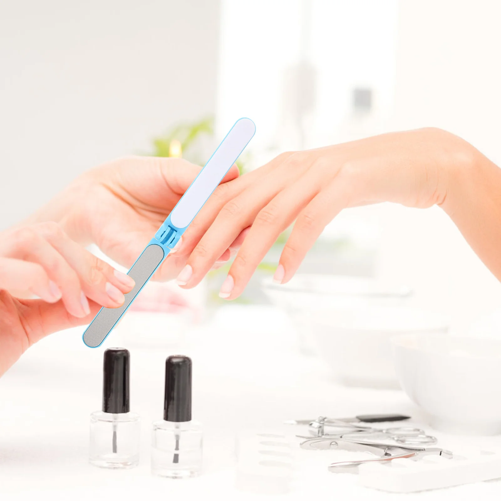 3Pcs Double Sided Nail File for Women Compact Foldable Diamond Stainless Steel Nail Polishing File Portable Manicure Tool