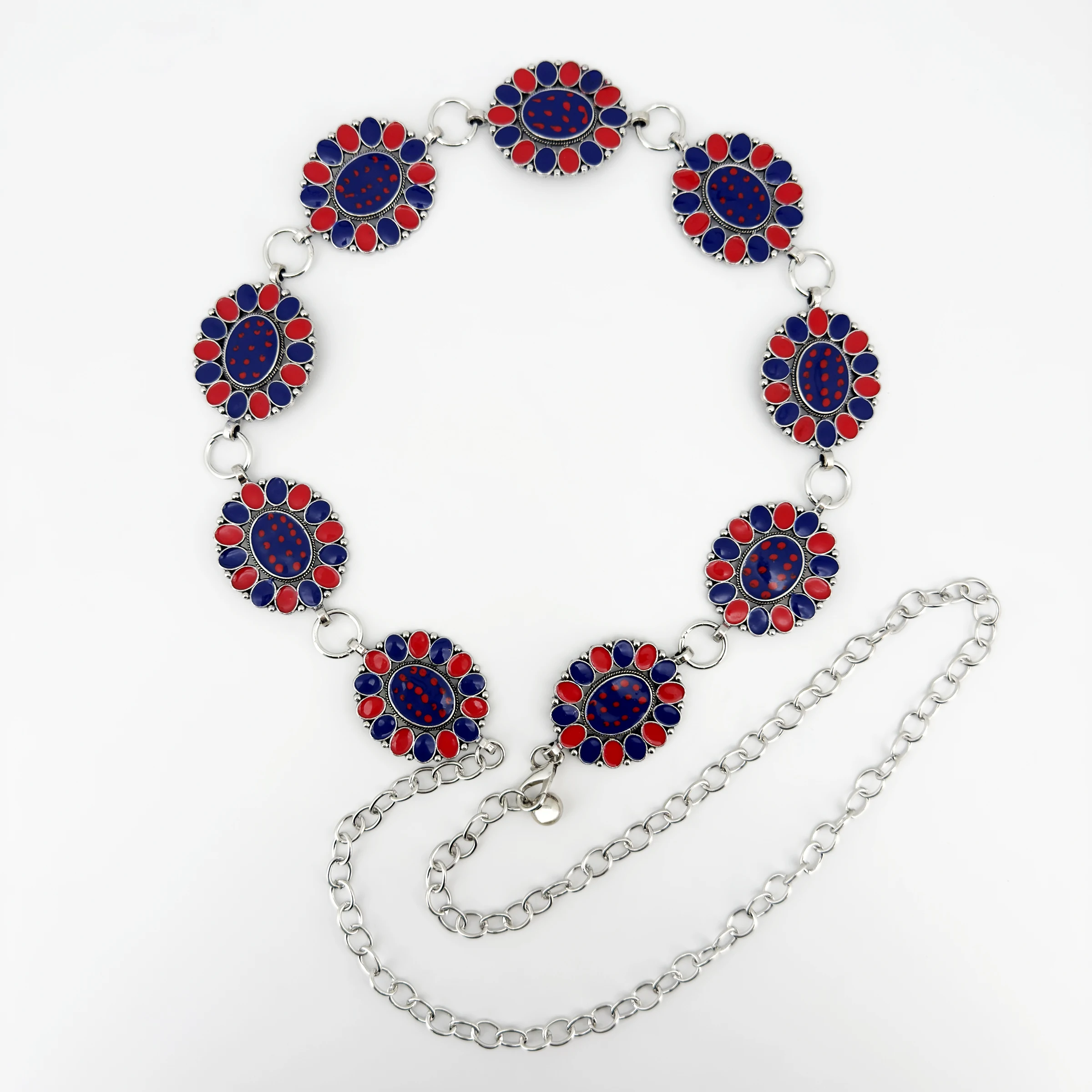 1 Stück antike goldene Retro-Stil Damen-Taillenkette mit Emaille-Ölgemälde-Nationalflagge, lässig, vielseitig einsetzbar – Detail 6