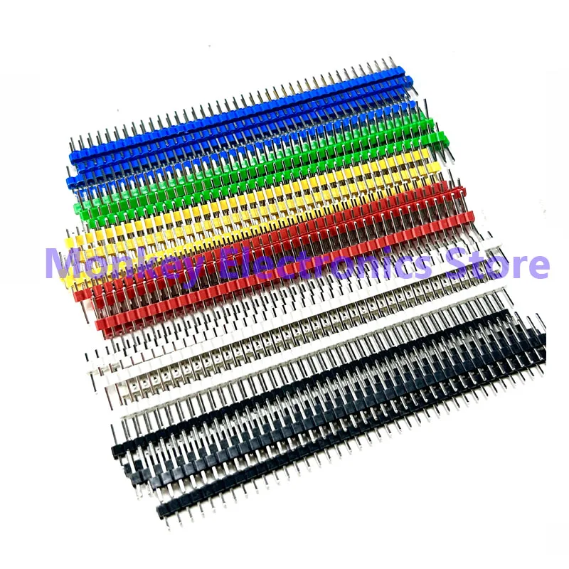 30PCS 40 Pin Header 2.54mm Single Row Male Header Connector Kit PCB Pin Strip Breakable Pin