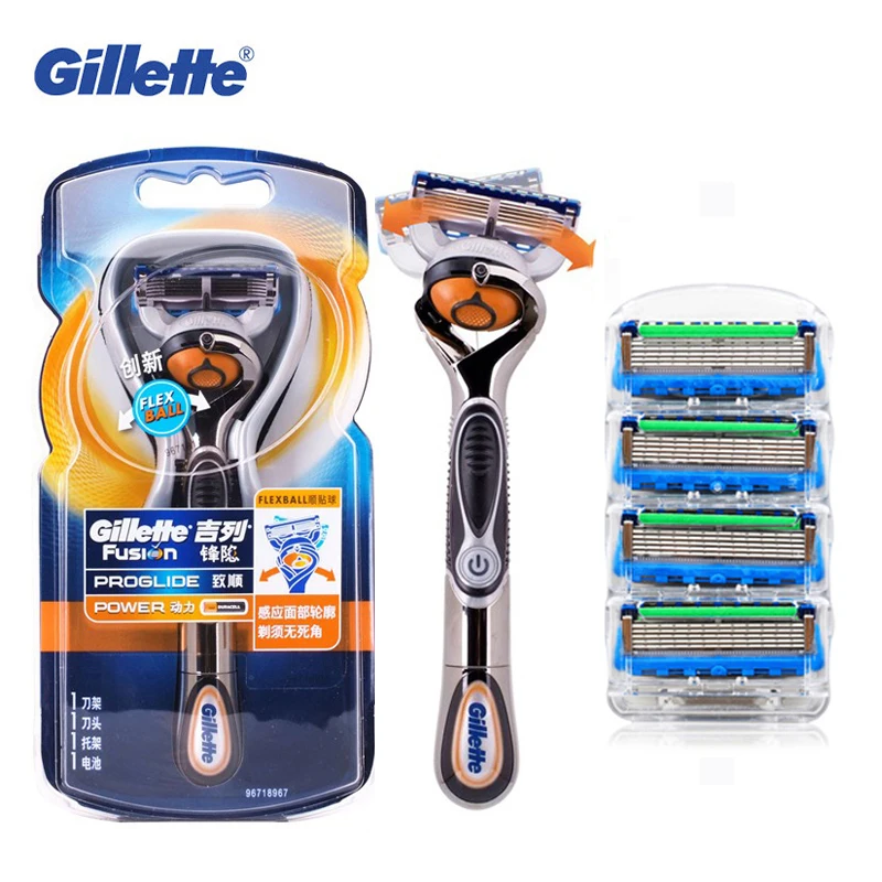 Gillette barbeador elétrico fusão 5 proglide power barbeador para homens tecnologia flexball mudo alimentado por bateria máquina de barbear barba