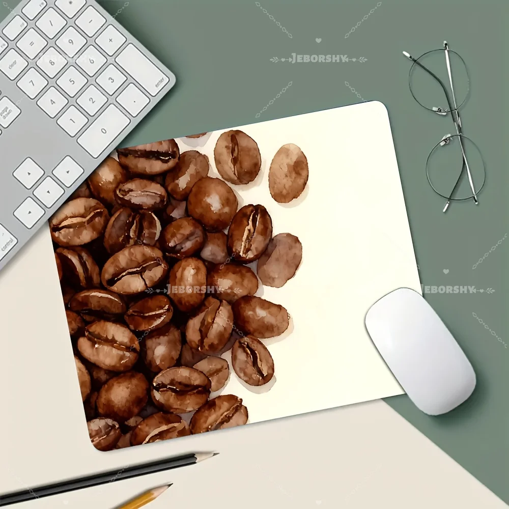 Vintage Coffee Bean Gaming Mouse Pad, Non-Slip Desk Mat with Watercolor Design, Perfect Birthday Gift Idea