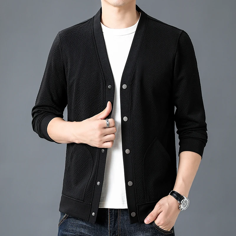 

Осенне-зимний мужской свитер с v-образным вырезом, повседневный свободный и универсальный топ для мужчин среднего возраста