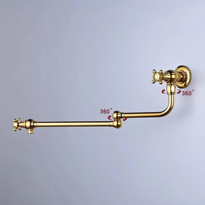 New Kitchen Faucet Brushed Gold Pot Filler Tap Wall Mounted Single Cold Gray Tap Rotation Foldable Spout Sink Faucets
