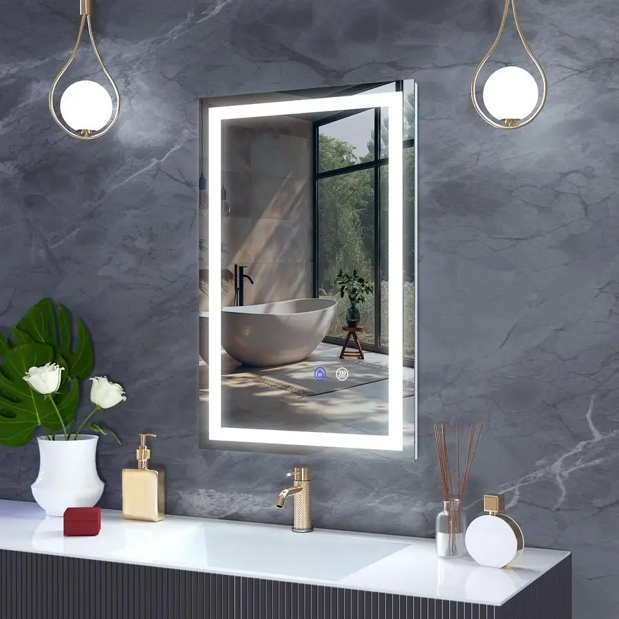 

24 LED Bathroom Mirror Vanity Mirror, AntiFog, Dimmable, Color Temperature Adjustable 30006000K, Switchheld Memory Led Wall Mirr