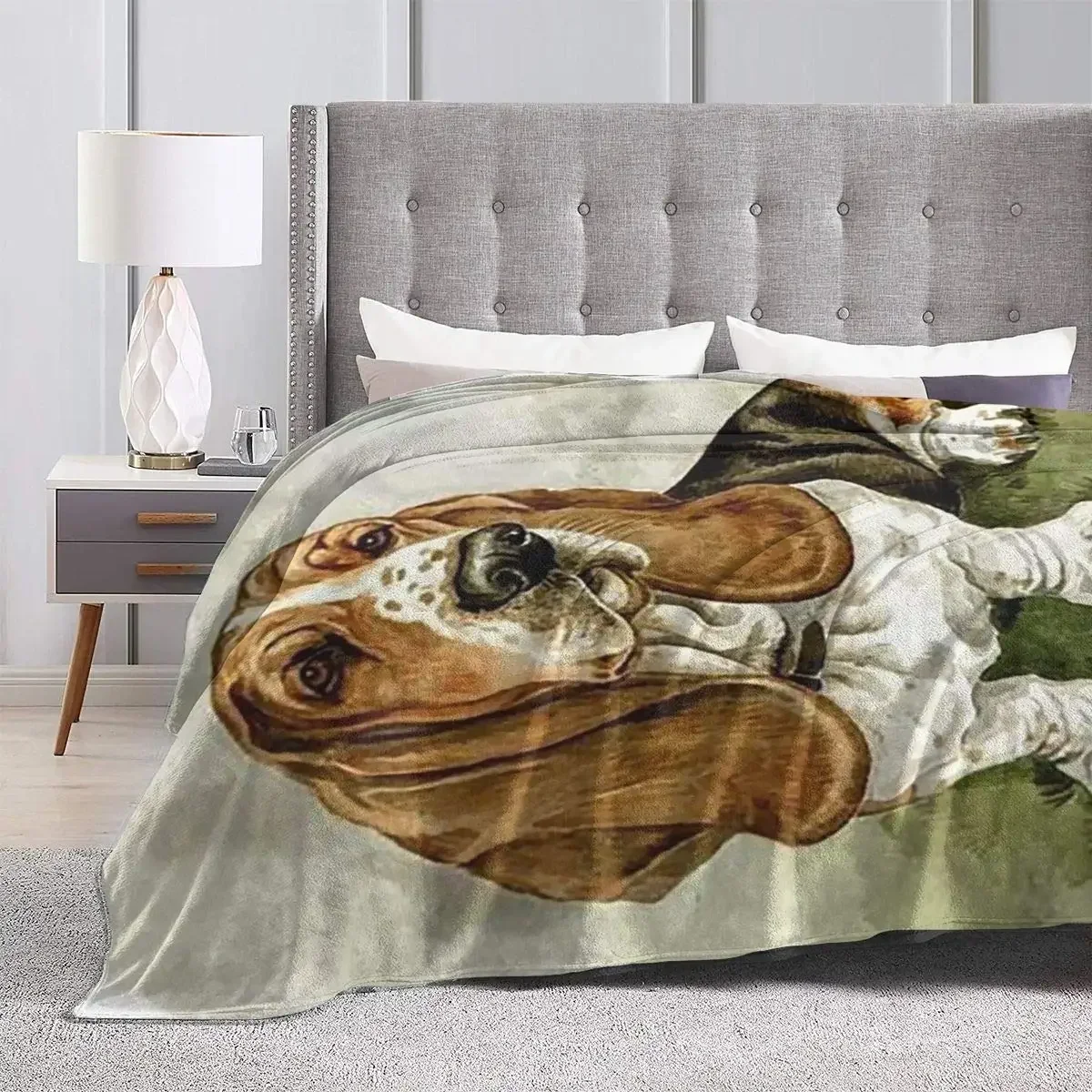 Basset Hound Dog Blanket Flannel Throw Blanket for Sofa Bed Soft Blanket Lightweight Lap Blanket,best Gifts for Animal Lover