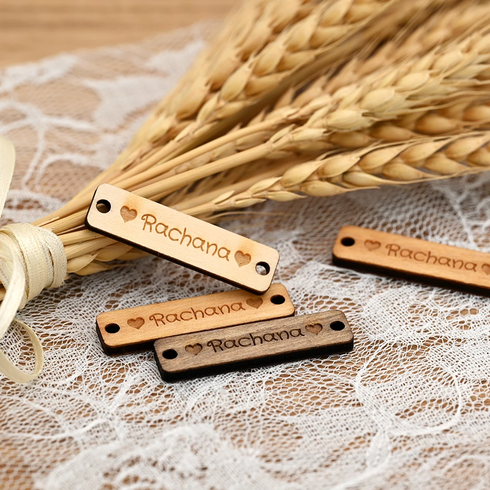 Sew-on Custom Laser Engraved Wood Tag 0.39