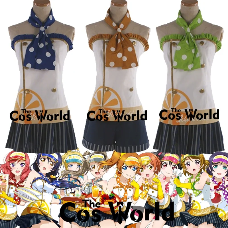 

Love Live April Fruit Stand Unawakened Honoka Kousaka Kotori Minami Eli Ayase Nozomi Outfits Customizable Anime Cosplay Costumes