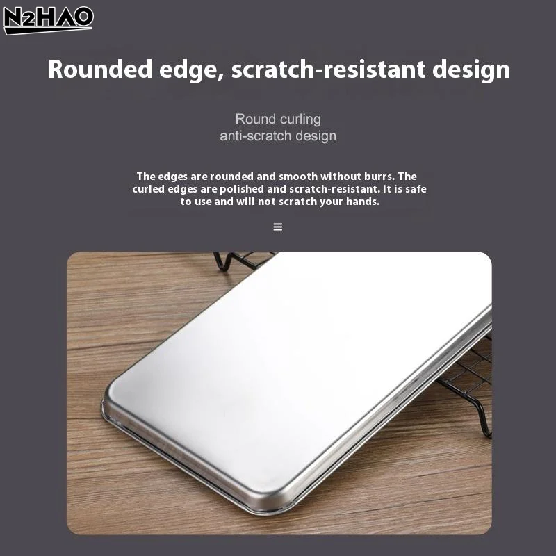 1Pc Liangpi Piatto Per Uso Domestico In Acciaio Inox Vermicelli Piatto Addensato Rettangolare Fondo Piatto Liangpi Piatto Barbecue Piatto