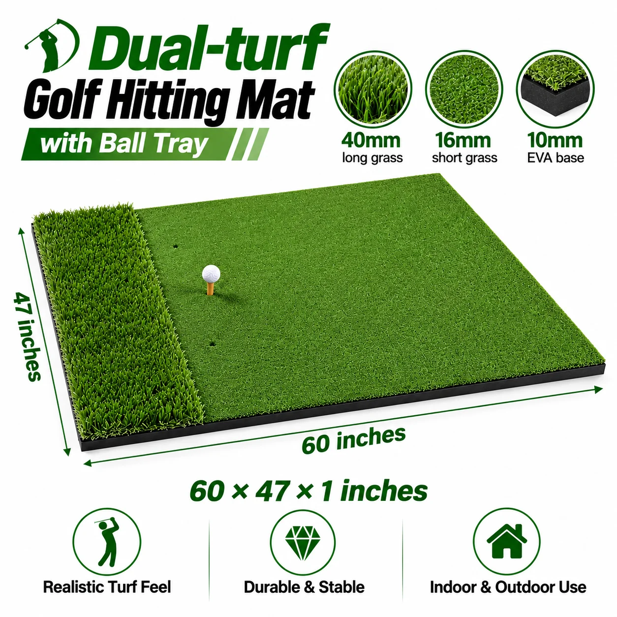 Custom Customized Artificial Grass Hitting Mat High-density Golf Putting Artificial Green Golf Mat
