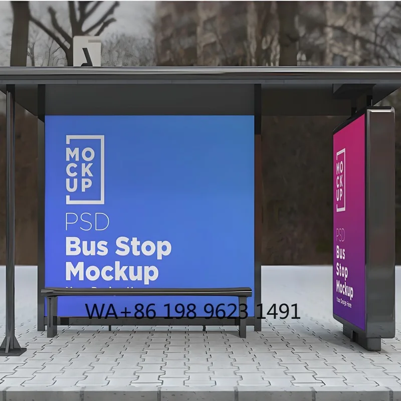 Digital Bus Shelter Integrated High Brightness LED Screen Commercial Media Advertising Revenue Solution