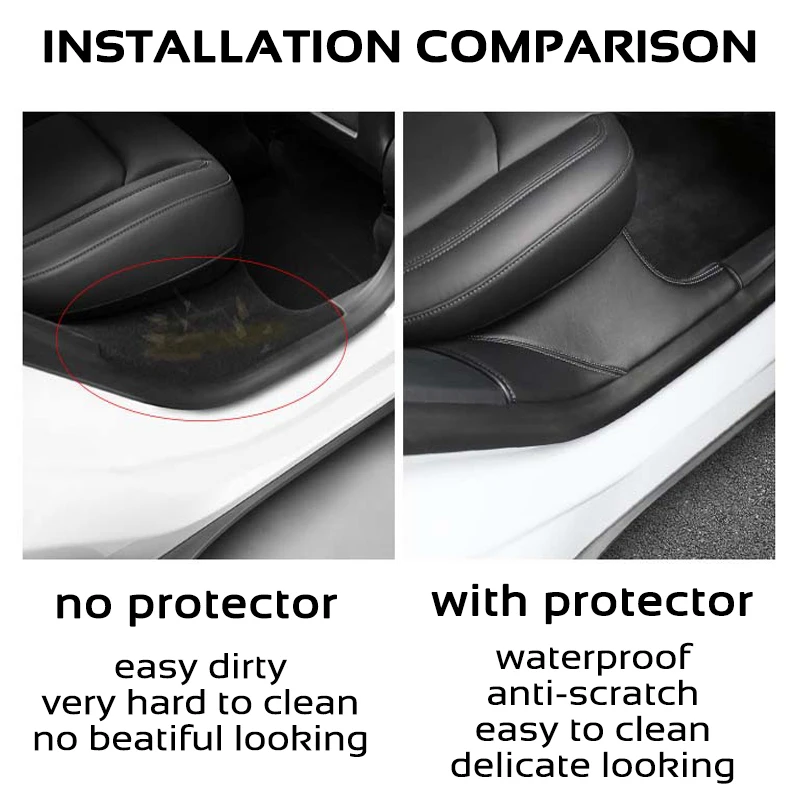 2pcs/Set Car Rear Door Sill Protector For Tesla Model Y 2021-2023 Anti Kick Bumper Strip Pad Film Sticker Accessories