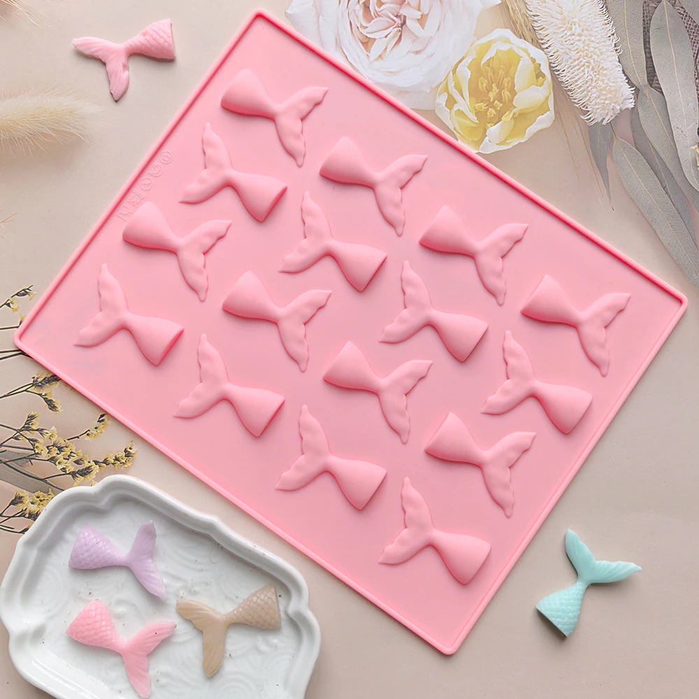 1pc Creative Beauty Fish Tail Chocolate Silicone Mold DIY Double Sugar Cookies Candy Ice Lattice Tray