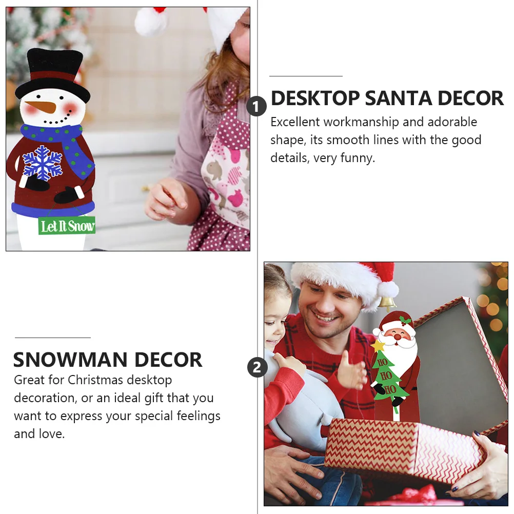 

4 Pcs Christmas Decor Wooden Figure Ornaments Desktop Snowman Decoration Decorations