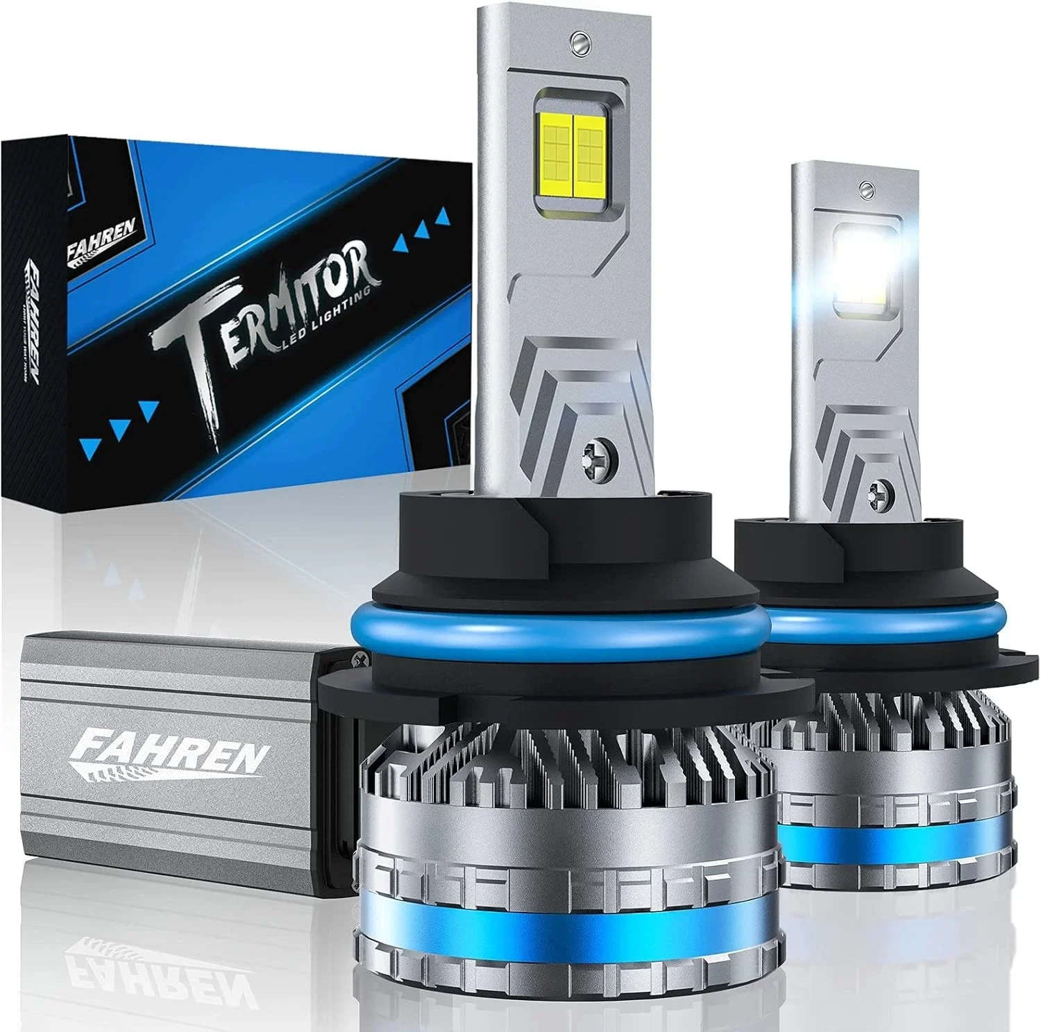 Fahren Termitor Brightest 9004/HB1 LED Headlight Bulbs 500000 Lumens 6500K Cool White  for Offroad Use, Cool White, 2Pcs | True 1:1 Halogen Size, IP68 Waterproof, Long Lifespan, 3-Min Quick Install UTV ATV Off Road Car High Low Lights Beam