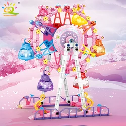 HUIQIBAO MOC Cute Ferris wheel Building Block Model Brick DIY Construction Toy for Children Desk Decor.