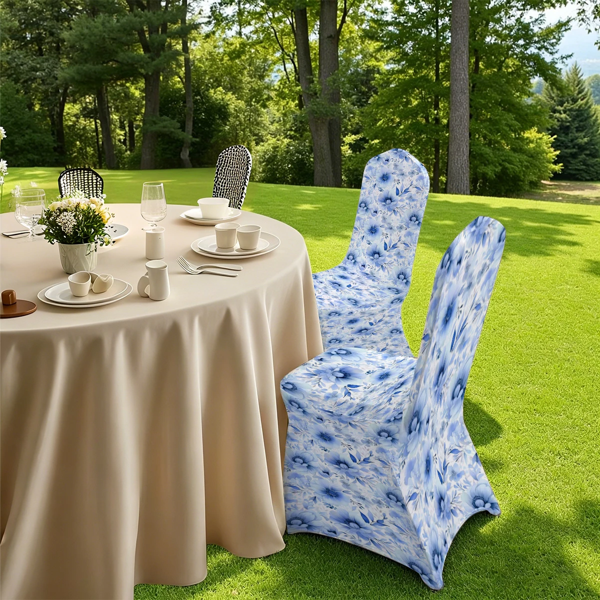 2D Floral Printed Stretch Full - Coverage Chair Cover, Universal for Hotel/Home/Outdoor, Elastic & Non -
