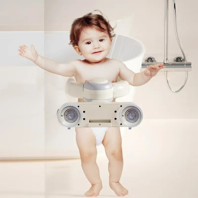 Wall-mounted Bath Stand with Suction Cup Stand for Babies Over 6 Months Old, Adjustable Baby Standing Bath Stand