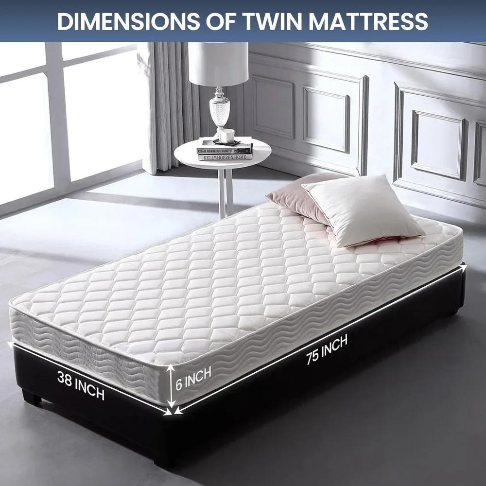 6 inch Twin Bed Mattress - Hybrid Euro Top Comfort Sleep - Eco-Friendly, Breathable Innerspring Twin Size Mattress image 2