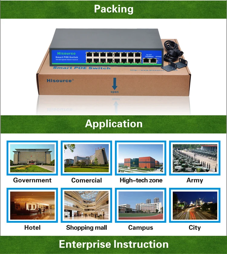 Gigabit POE Switch 16+2 Ports 1000Mbps 48V Ethernet 16CH Network Switches For IP Camera