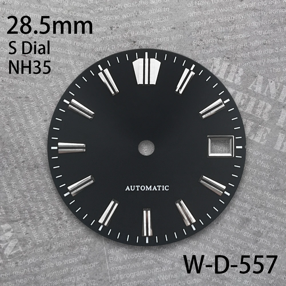 28.5mm S Dial Fit NH35/NH36/4R/7S Movement Applied Index Riveted Sunray Dial For mechanical Watch Modification Accessories