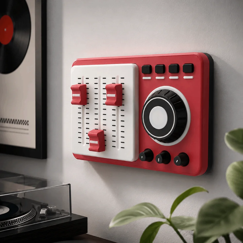 3 Switches Light Switch Guard Covers Creative 3D Printed Mixing Console Shaped Switch Cover Self-Adhesive Vintage
