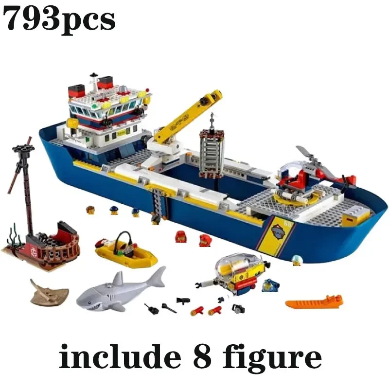 793pcs Marine Research Vessel Building Block 60266 60368 Arctic Research Ship Bricks DIY Toys for Children Christmas Gifts