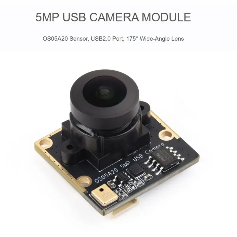 OS05A20 5MP USB Camera Module, Type B Design, Supports USB 2.0 Interface, Includes Onboard Microphone,175° Wide-Angle Lens Port