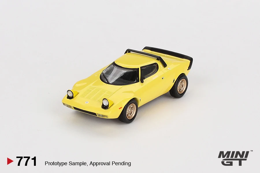 MINIGT 1/64 Lancia Stratos HF Stradale Giallo Fly MGT00771-CH Cars Alloy Diecast Metal Model Kids Xmas Gift Toys for Boys