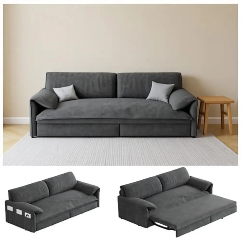 #￥Pull Out Couch Bed,Velvet 3-in-1 Queen-Size Sleeper SofaConvertible Sofa Bed Sleeper Loveseat for Living Room Apartment Office