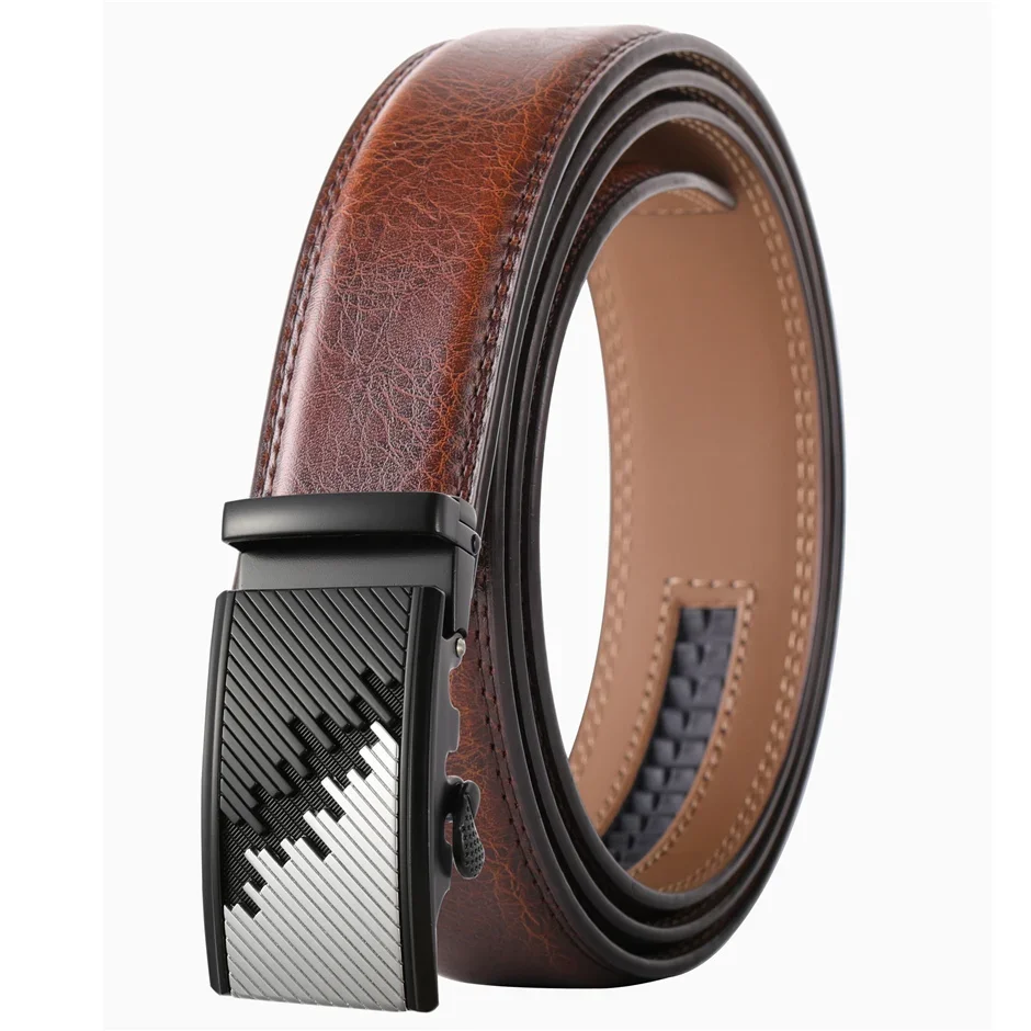 Brown Grey Blue Black White Belts For Men Luxury Designer Brand Leather Belt Male 2024 New Automatic Buckle Cinto Masculino B540