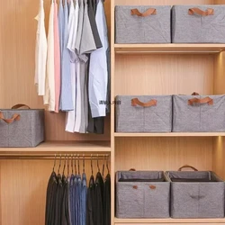 Foldable Fabric Storage Bins with Handle Covers, Perfect for Books, Clothes and More,