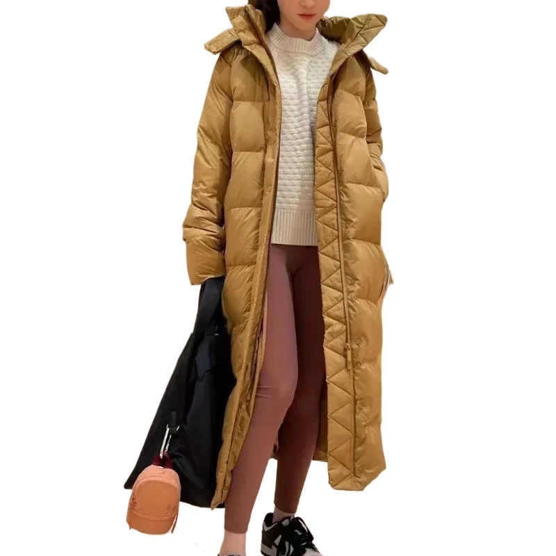 Otoño e Invierno nueva chaqueta de plumón negra de longitud media abrigos de invierno para mujer