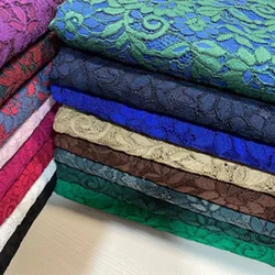 Lace Fabric By 1.5 Meters for Dresses Clothes Sewing White Blue Hollowed-out Plain Cloth Heavy Press Yarn Three-dimensional Mesh