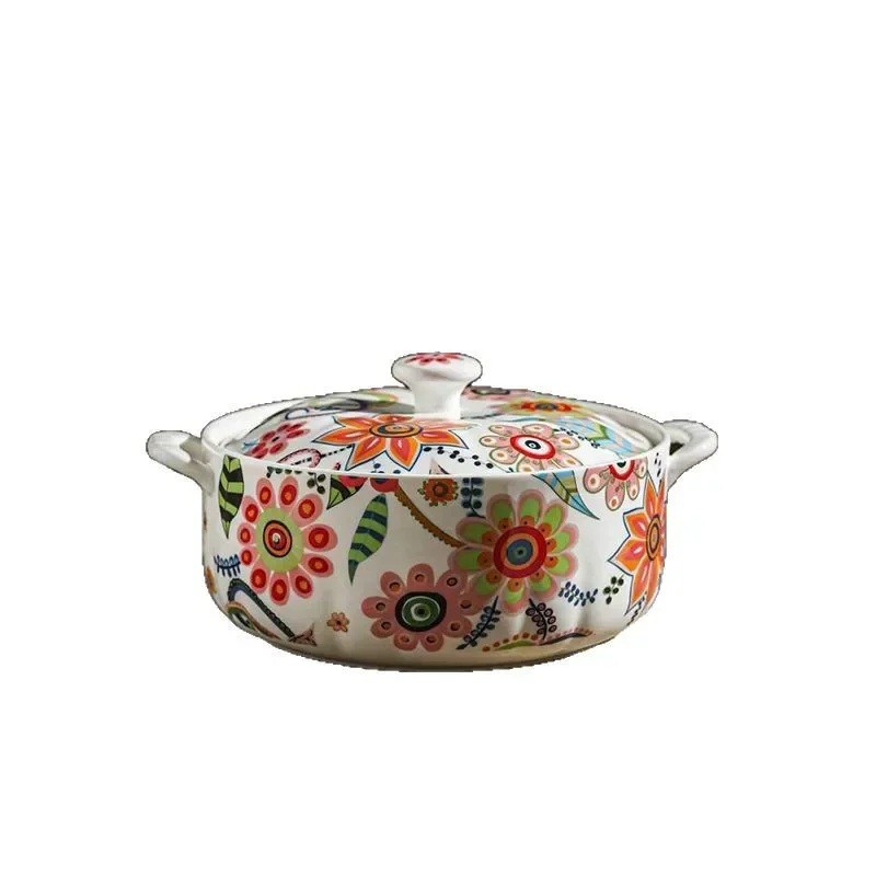 love flower binaural bowl Internet celebrity household soup pot personality soup ceramic pot large nest 5
