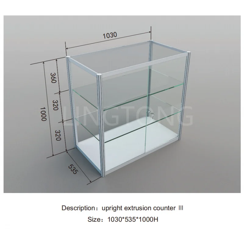 custom.LT-ZGC03 Factory Sells Glass Door Jewelry Display Cases Durable Store Custom Display Cases Upright Extrusion Showcase Loc