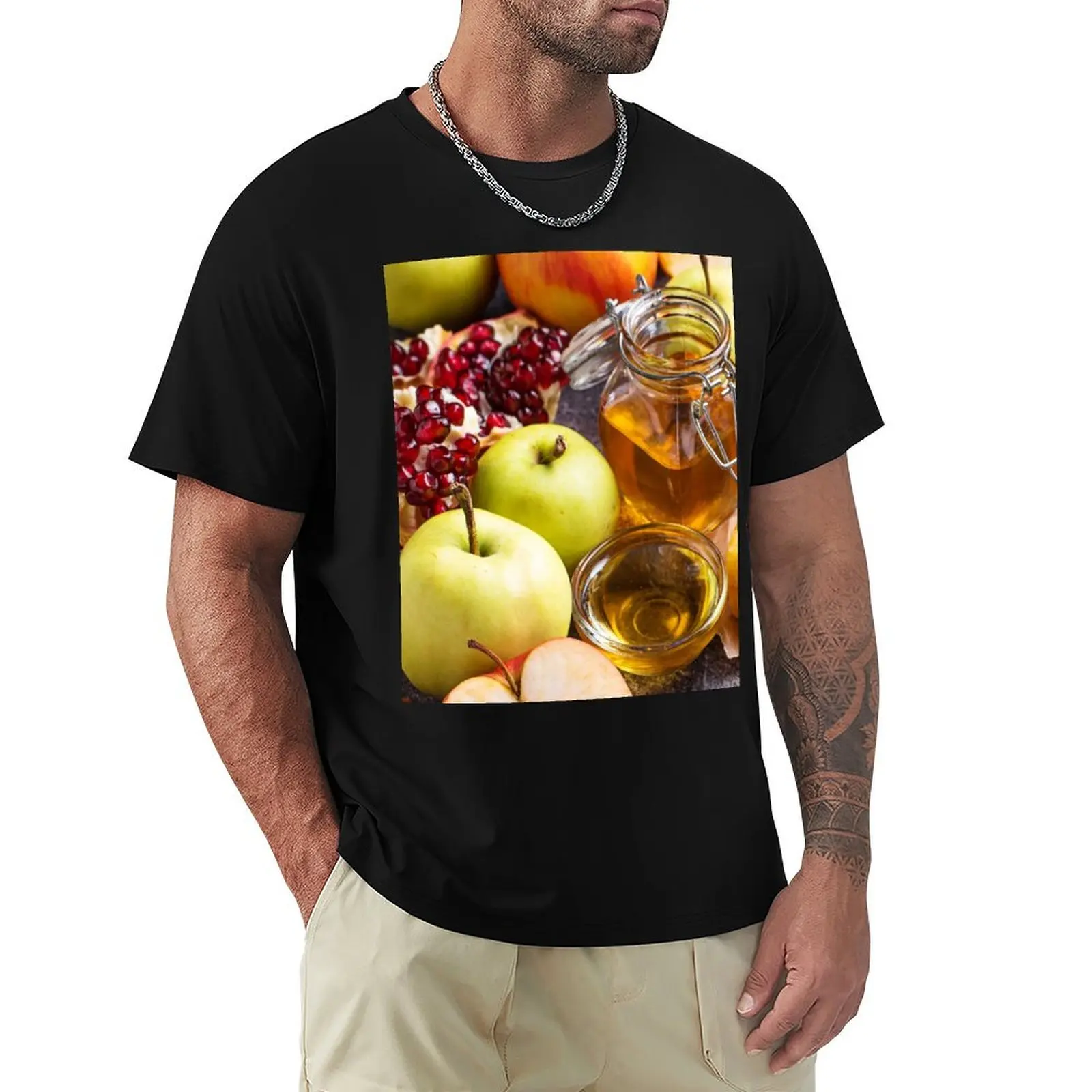 Rosh Hashana Symbols T-Shirt Lightweight Print T-Shirt