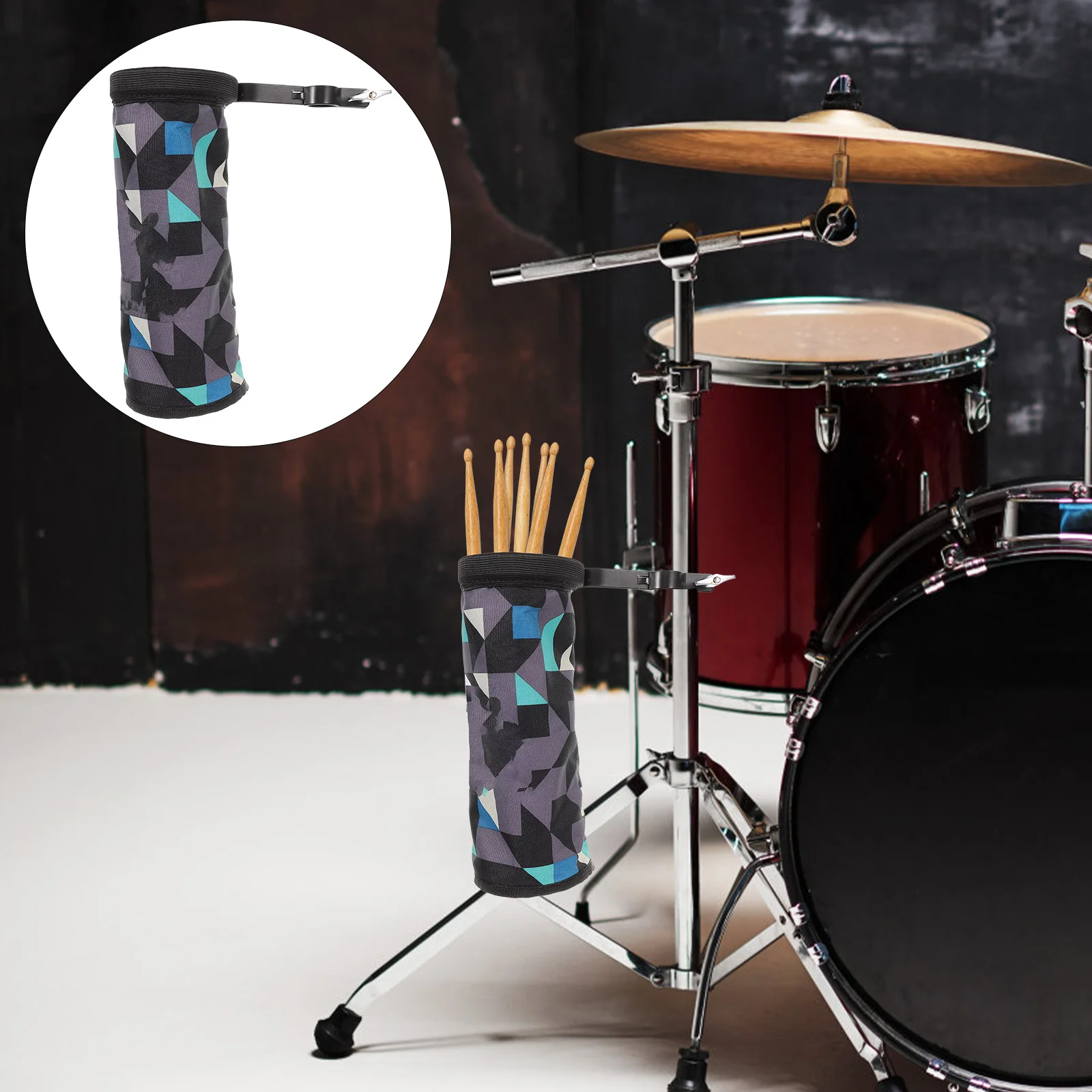 

Drum Stick Holder Storage Bag Durable Cloth Material Quick Fix Anti-Fall Drumstick Bag Holder Fits Cymbals Music Stands Portable