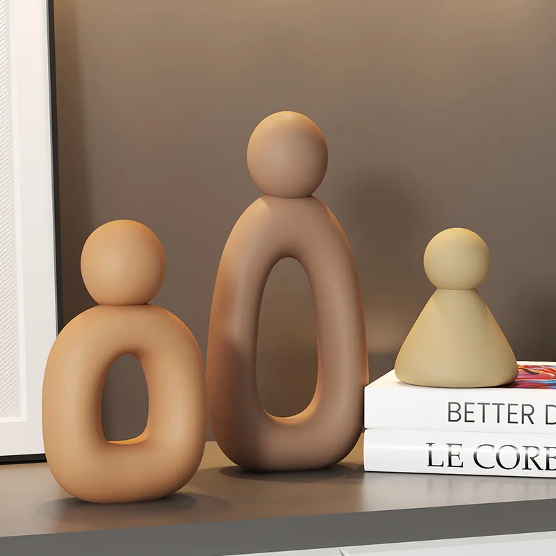 3Pcs/set Abstract Family Resin Figurines, Minimalist Modern Family of Three Desktop Ornament, Niche Warm Home Decor Human Statue