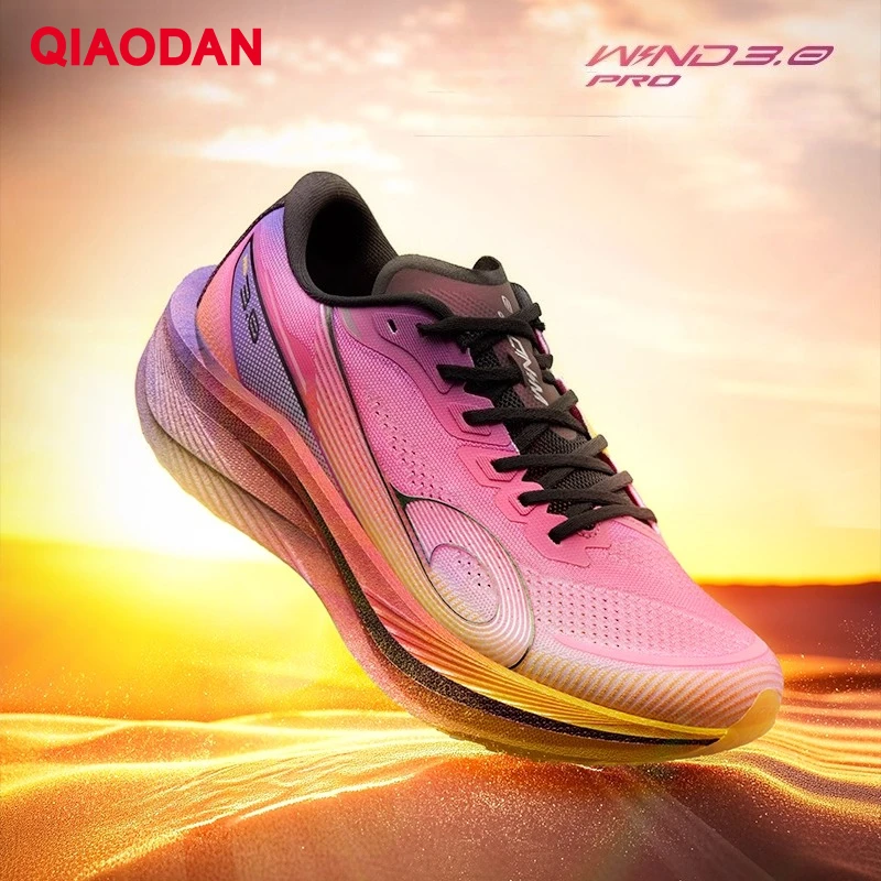 QIAODAN WIND3PRO Shock Absorbing Sneakers Women 2026 Marathon Carbon Board Sport Shoes Racing Running Shoes QDB022252298T