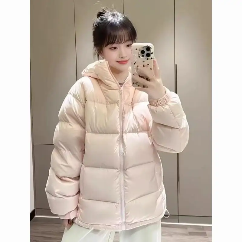 

Women's Coat winter autumn Jacket Outerwear Warm Fleece Lined Pink Quilted Short Hooded Loose Puffer Thick Coat