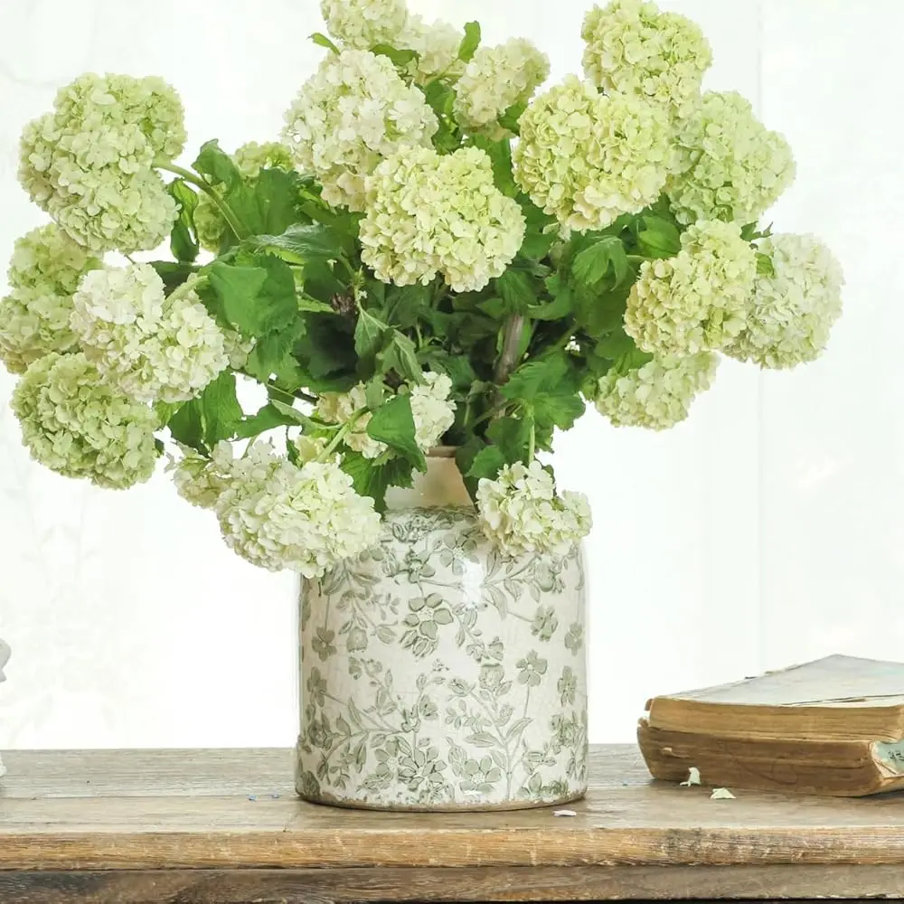 

Винтажная керамическая ваза в стиле шинуазри с цветочным узором, 6,2 дюйма, с эффектом кракле, ручная роспись, пастельно-зеленый ботанический дизайн, декор для дома в античном стиле